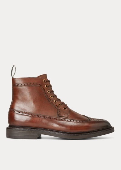 Pánské Kozačky Polo Ralph Lauren Asher Kožené Wingtip - 21093-SZBH